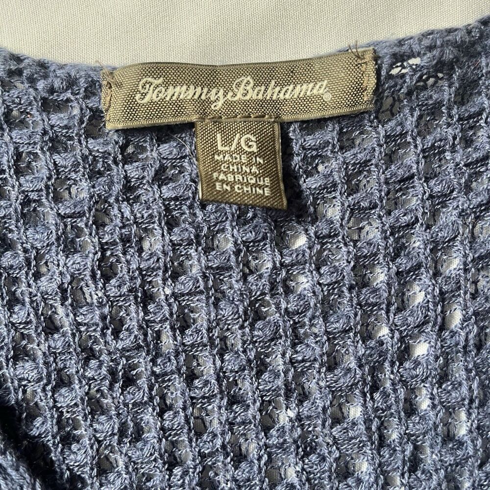 Tommy Bahama Women L Harbor Cliff Tunic Sweater 3/4 Sleeve Wool Blend Fringe Hem - Picture 3 of 11